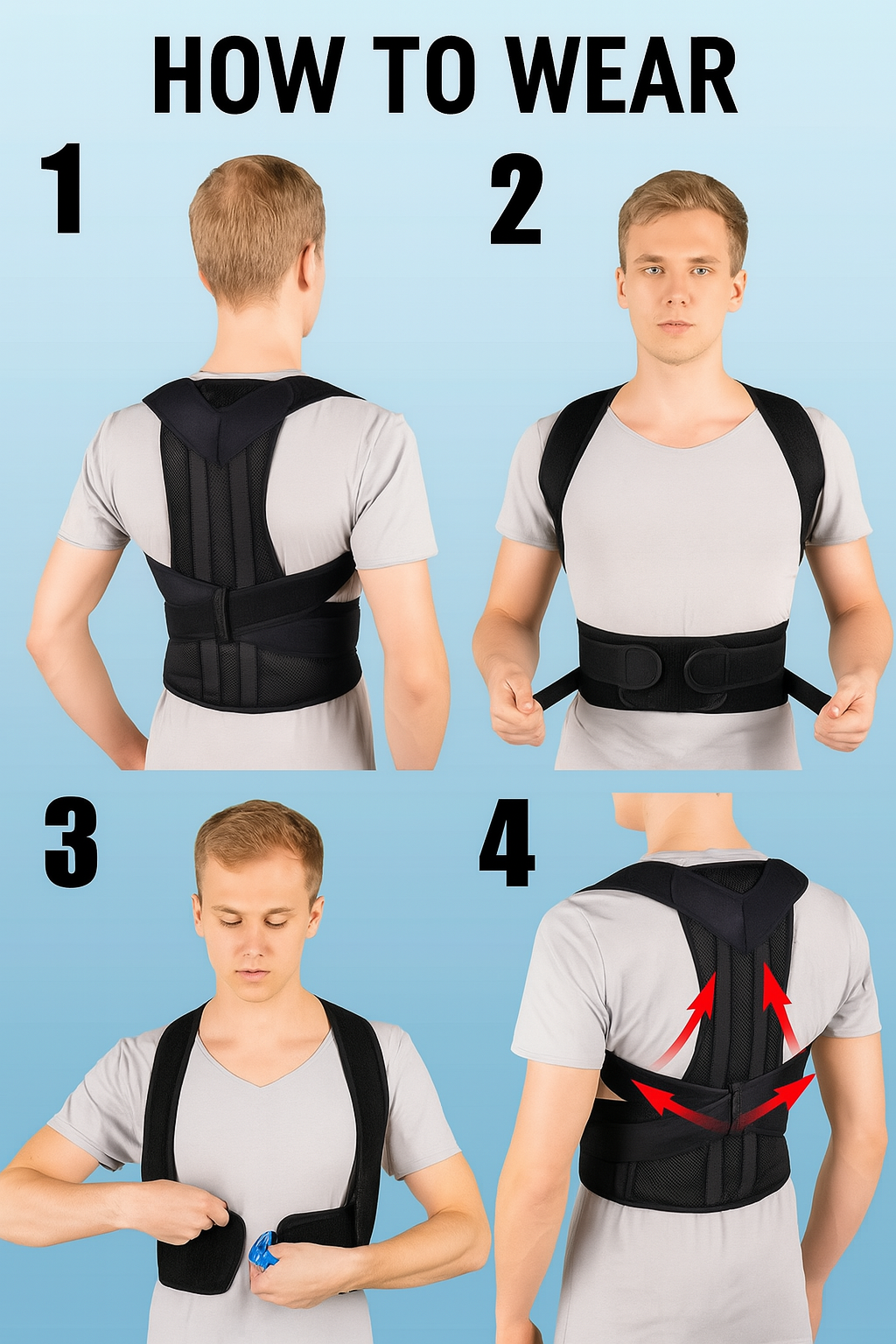 Posture Corrector Belt – Back & Shoulder Support for Men & Women