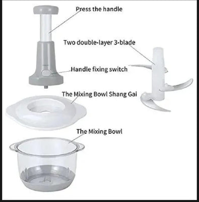 Manual Vegetable Chopper – 900ML & 500ML with Sharp Stainless Steel Blades